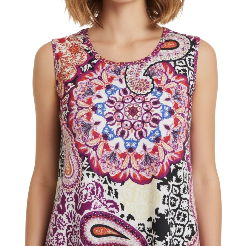 Ab Studio Paisley Dress A-Line Sleeveless Colorful Pockets Pullover Size Medium — image 4 of 8